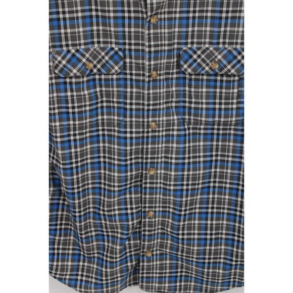 Duluth Blue Gray Plaid Short Sleeve Button Front Shirt Size Large - Picture 4 of 6